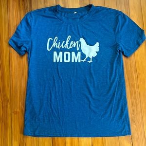 Medium Blue Chicken Mom T-shirt